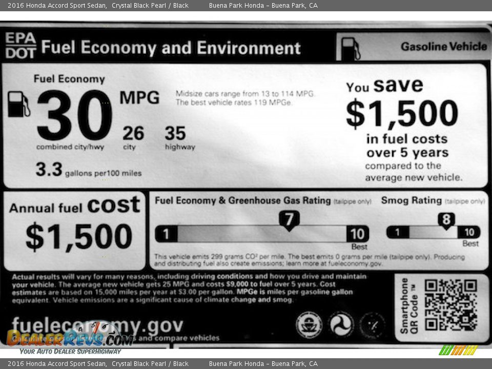 2016 Honda Accord Sport Sedan Crystal Black Pearl / Black Photo #17