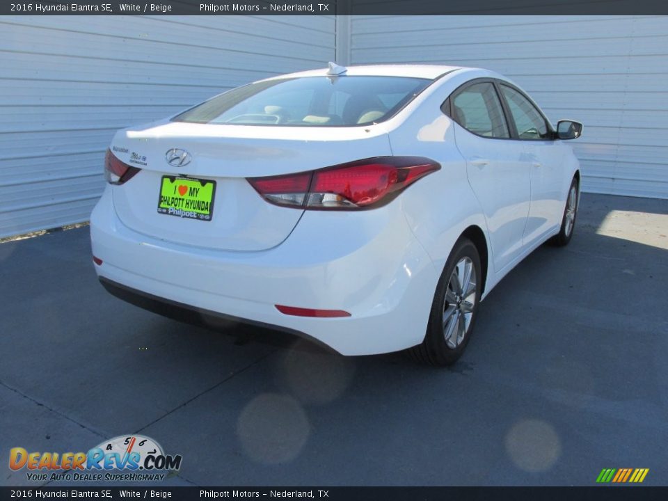 2016 Hyundai Elantra SE White / Beige Photo #4