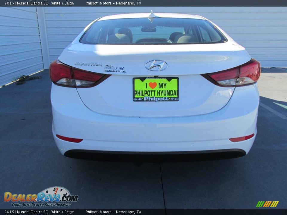 2016 Hyundai Elantra SE White / Beige Photo #5