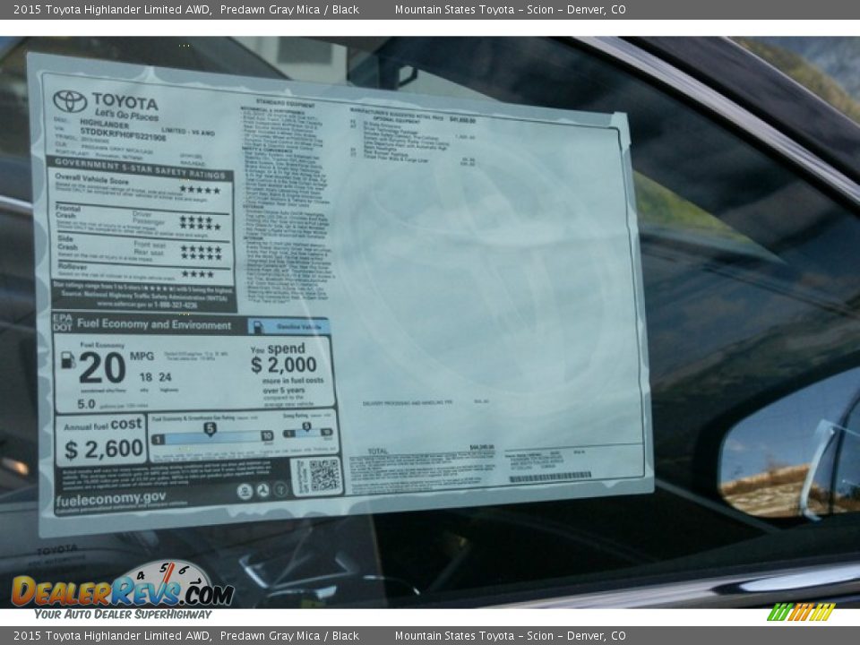 2015 Toyota Highlander Limited AWD Predawn Gray Mica / Black Photo #11