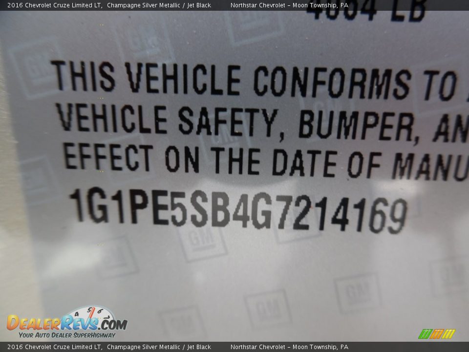 2016 Chevrolet Cruze Limited LT Champagne Silver Metallic / Jet Black Photo #15