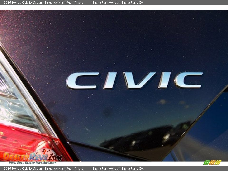 2016 Honda Civic LX Sedan Burgundy Night Pearl / Ivory Photo #3