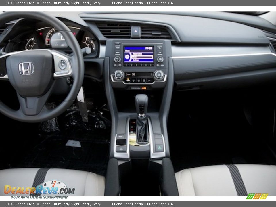 2016 Honda Civic LX Sedan Burgundy Night Pearl / Ivory Photo #12