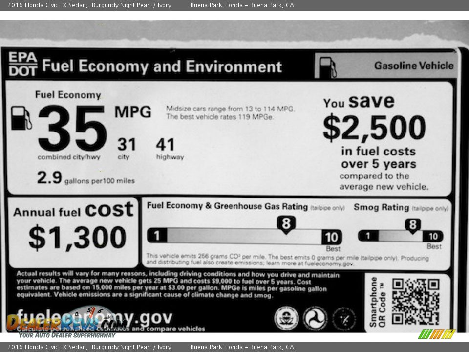 2016 Honda Civic LX Sedan Burgundy Night Pearl / Ivory Photo #17