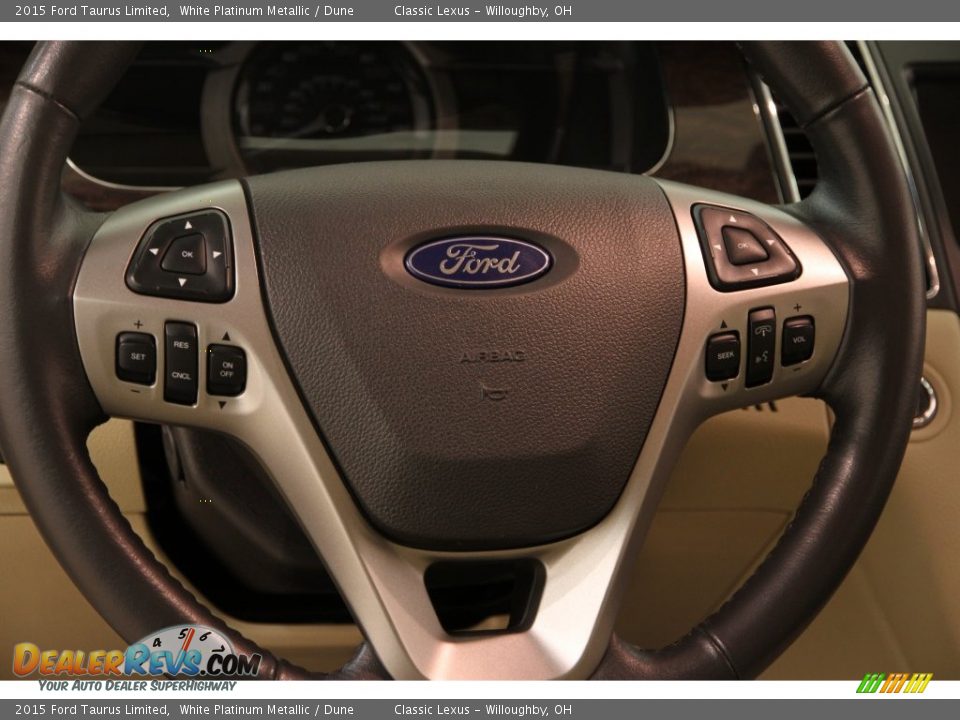 2015 Ford Taurus Limited White Platinum Metallic / Dune Photo #7