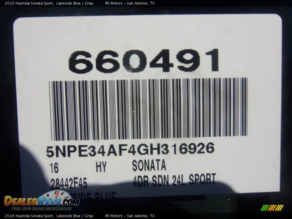 2016 Hyundai Sonata Sport Lakeside Blue / Gray Photo #3