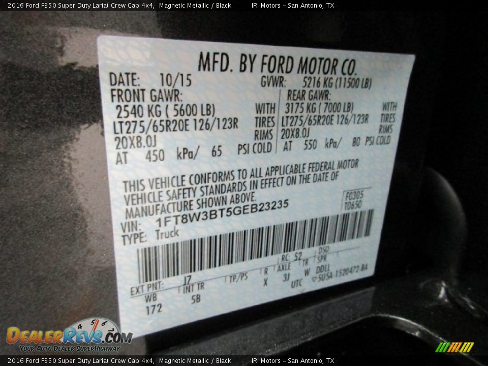 2016 Ford F350 Super Duty Lariat Crew Cab 4x4 Magnetic Metallic / Black Photo #15