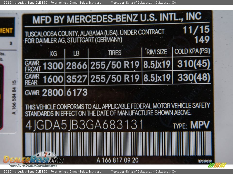 2016 Mercedes-Benz GLE 350 Polar White / Ginger Beige/Espresso Photo #7