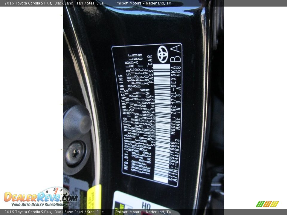 2016 Toyota Corolla S Plus Black Sand Pearl / Steel Blue Photo #32