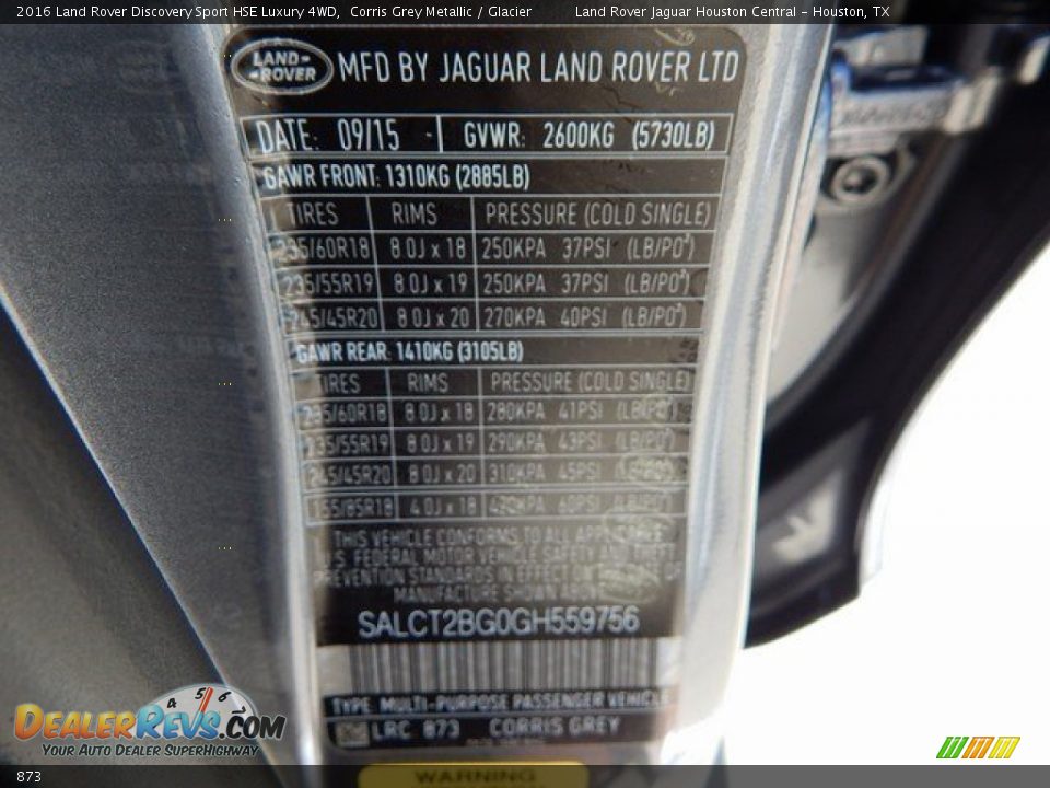 Land Rover Color Code 873 Corris Grey Metallic