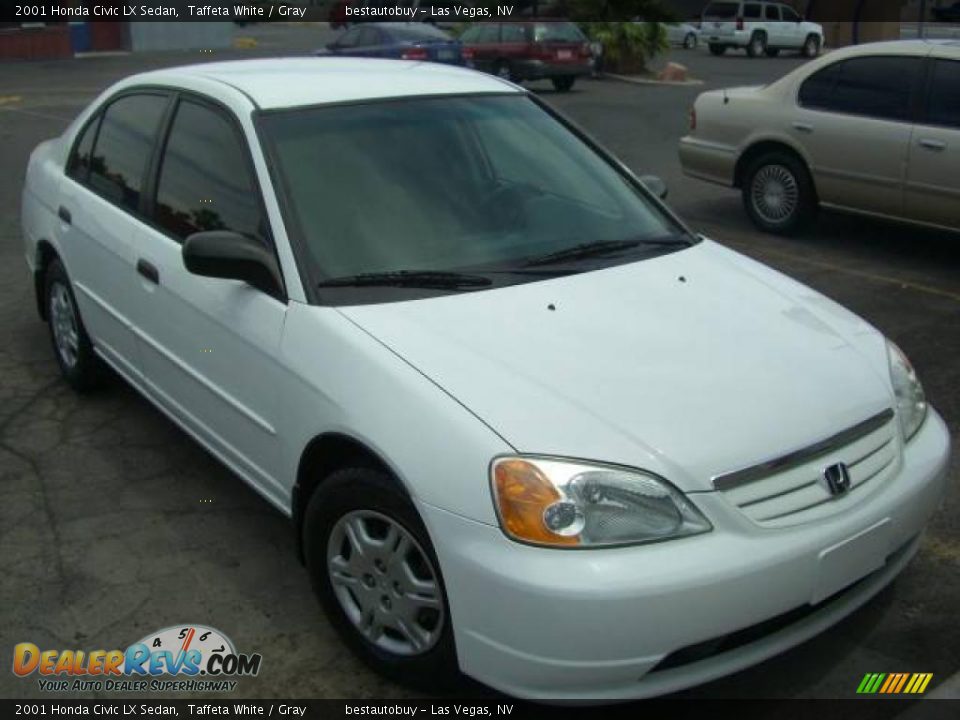 2001 Honda Civic LX Sedan Taffeta White / Gray Photo #3