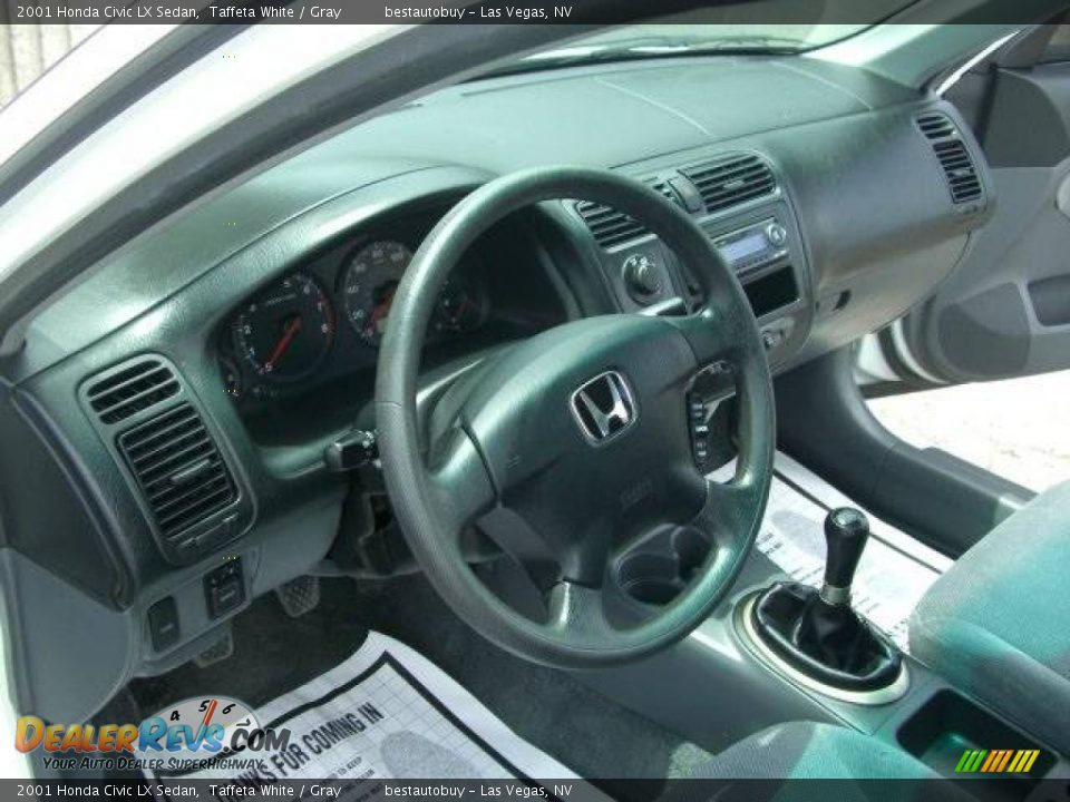 2001 Honda Civic LX Sedan Taffeta White / Gray Photo #24
