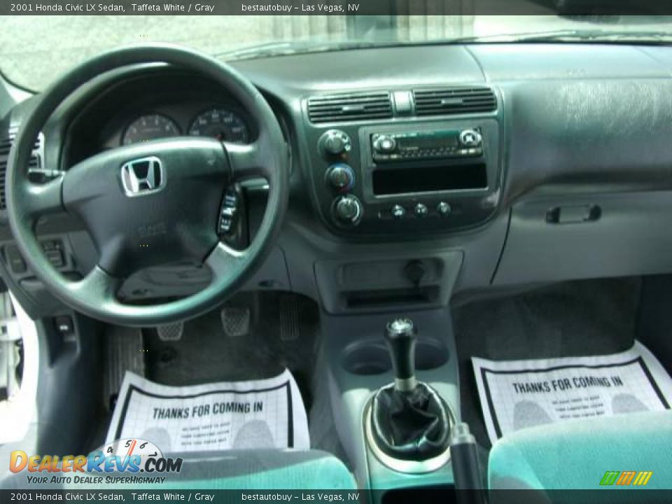 2001 Honda Civic LX Sedan Taffeta White / Gray Photo #26