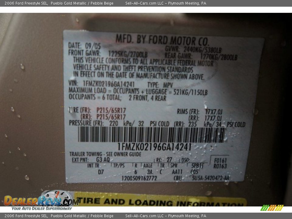 2006 Ford Freestyle SEL Pueblo Gold Metallic / Pebble Beige Photo #14