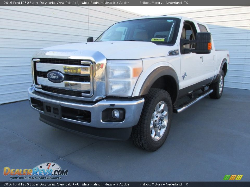 2016 Ford F250 Super Duty Lariat Crew Cab 4x4 White Platinum Metallic / Adobe Photo #7