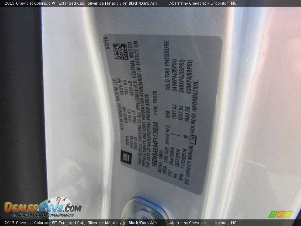 2015 Chevrolet Colorado WT Extended Cab Silver Ice Metallic / Jet Black/Dark Ash Photo #29