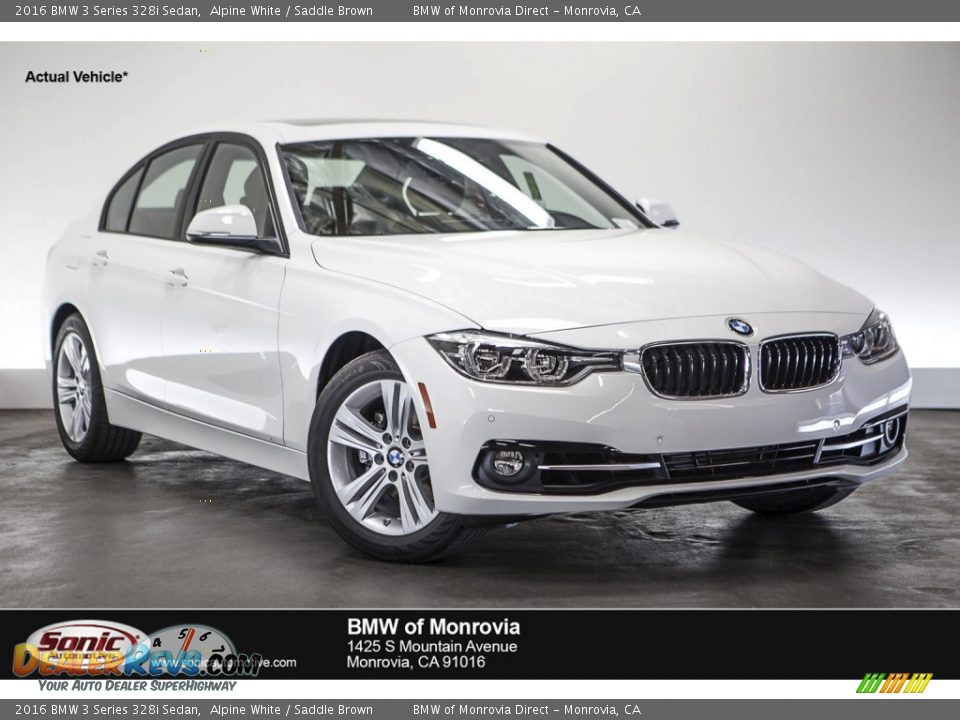 2016 BMW 3 Series 328i Sedan Alpine White / Saddle Brown Photo #1