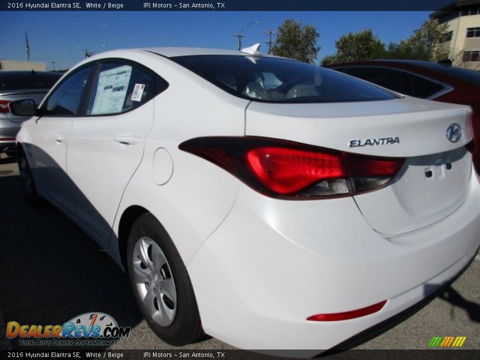 2016 Hyundai Elantra SE White / Beige Photo #4