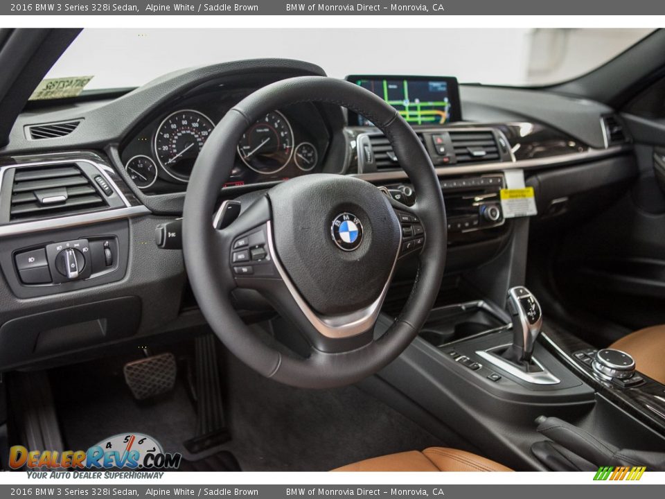 2016 BMW 3 Series 328i Sedan Alpine White / Saddle Brown Photo #6