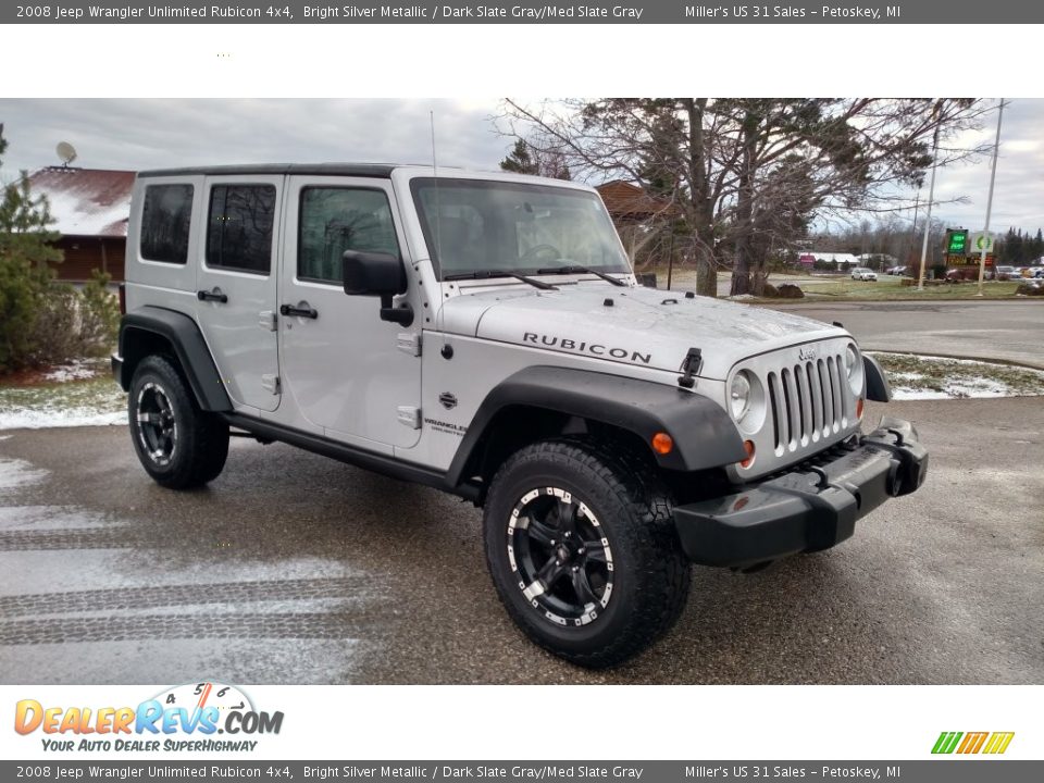 2008 Jeep Wrangler Unlimited Rubicon 4x4 Bright Silver Metallic / Dark Slate Gray/Med Slate Gray Photo #1