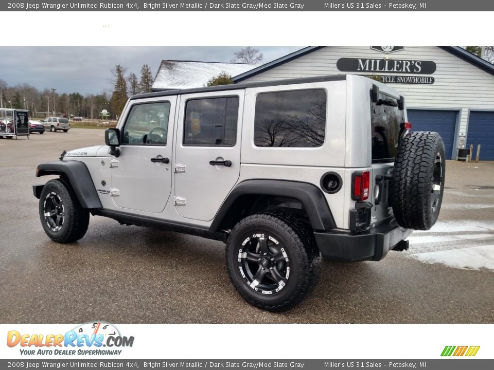 2008 Jeep Wrangler Unlimited Rubicon 4x4 Bright Silver Metallic / Dark Slate Gray/Med Slate Gray Photo #3