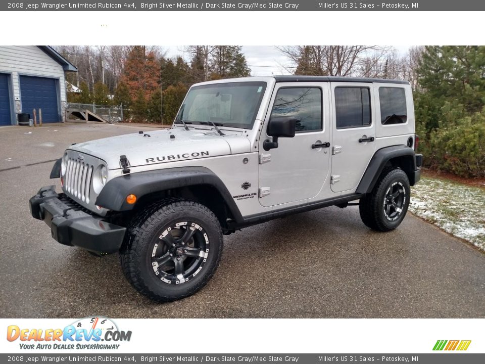 2008 Jeep Wrangler Unlimited Rubicon 4x4 Bright Silver Metallic / Dark Slate Gray/Med Slate Gray Photo #4