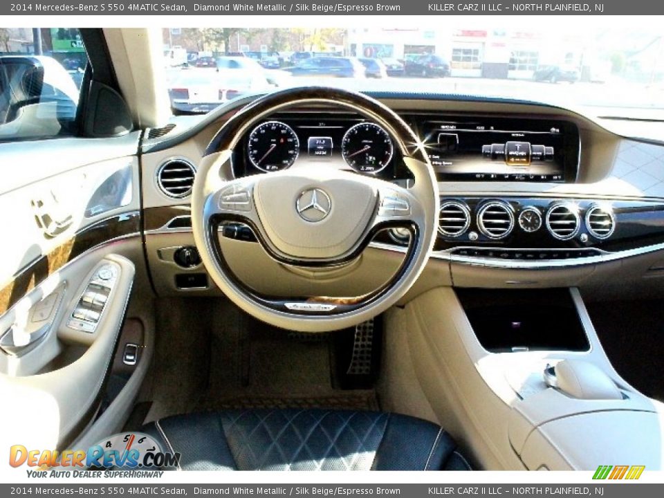 2014 Mercedes-Benz S 550 4MATIC Sedan Diamond White Metallic / Silk Beige/Espresso Brown Photo #7