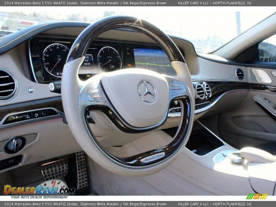 2014 Mercedes-Benz S 550 4MATIC Sedan Diamond White Metallic / Silk Beige/Espresso Brown Photo #27