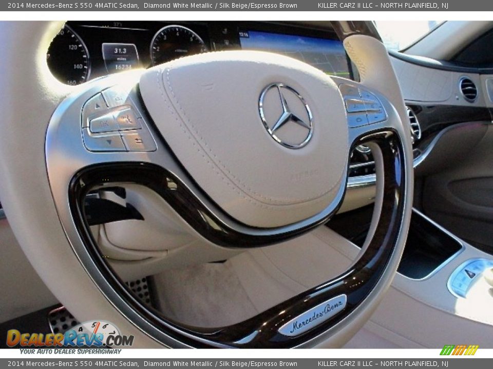 2014 Mercedes-Benz S 550 4MATIC Sedan Diamond White Metallic / Silk Beige/Espresso Brown Photo #28