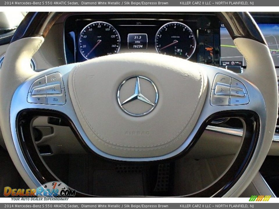 2014 Mercedes-Benz S 550 4MATIC Sedan Diamond White Metallic / Silk Beige/Espresso Brown Photo #30