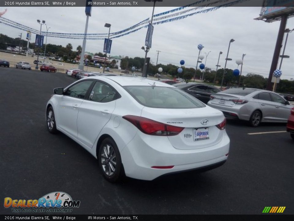 2016 Hyundai Elantra SE White / Beige Photo #8