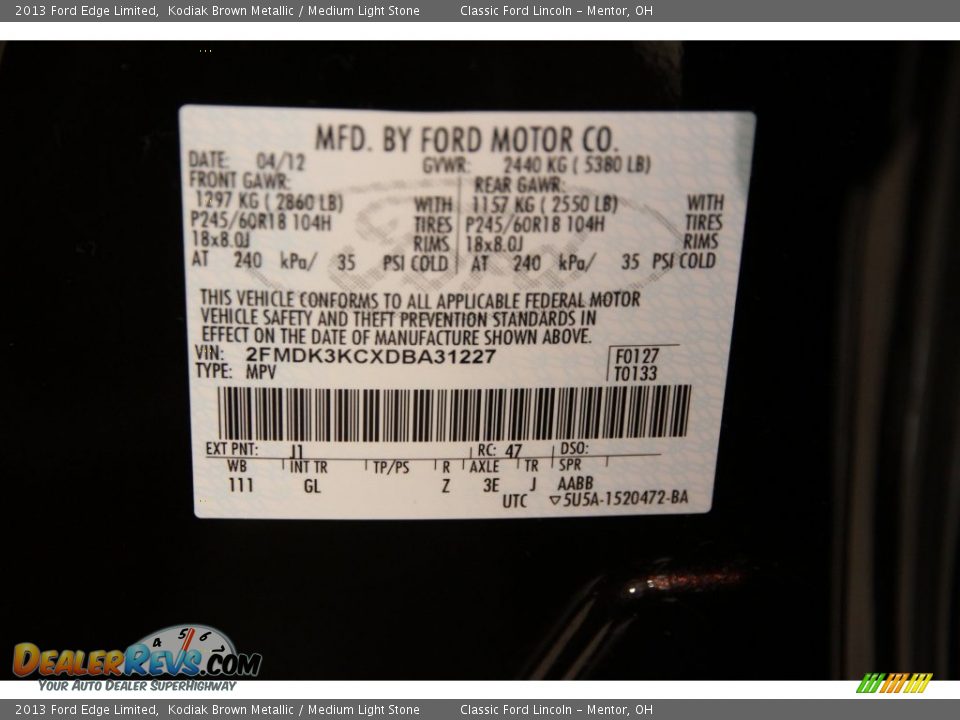 2013 Ford Edge Limited Kodiak Brown Metallic / Medium Light Stone Photo #17