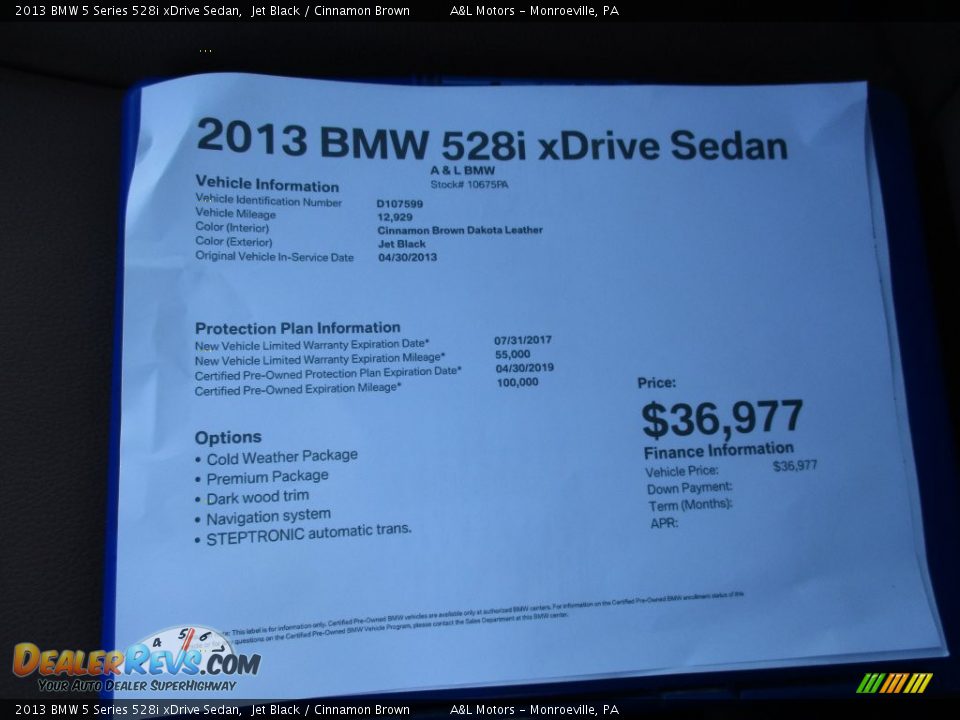 2013 BMW 5 Series 528i xDrive Sedan Jet Black / Cinnamon Brown Photo #12