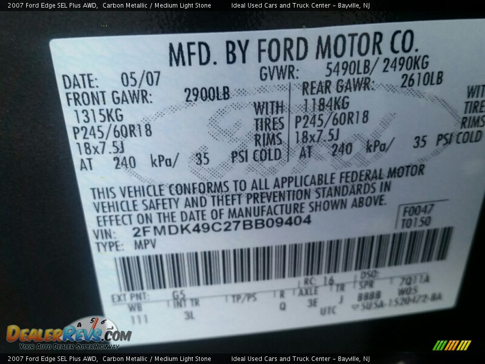 2007 Ford Edge SEL Plus AWD Carbon Metallic / Medium Light Stone Photo #21