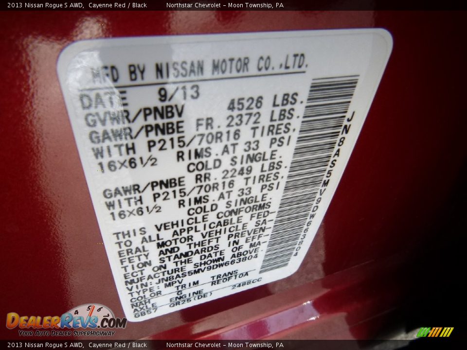 2013 Nissan Rogue S AWD Cayenne Red / Black Photo #19