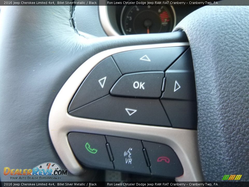 2016 Jeep Cherokee Limited 4x4 Billet Silver Metallic / Black Photo #17