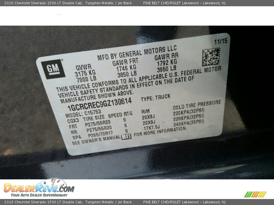 2016 Chevrolet Silverado 1500 LT Double Cab Tungsten Metallic / Jet Black Photo #9