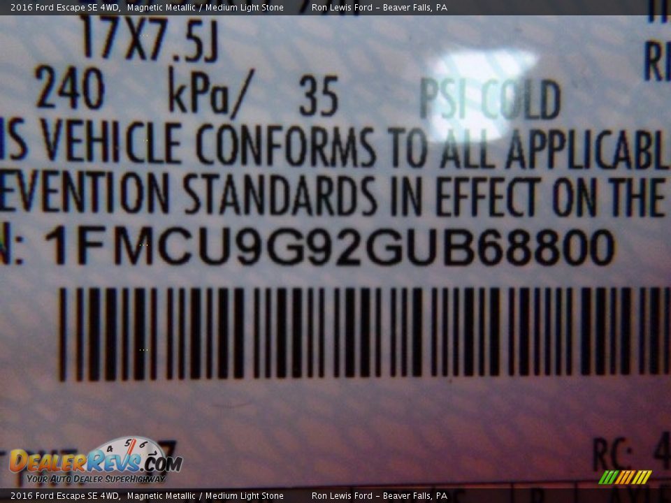 2016 Ford Escape SE 4WD Magnetic Metallic / Medium Light Stone Photo #15