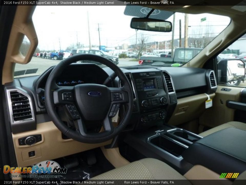 2016 Ford F150 XLT SuperCab 4x4 Shadow Black / Medium Light Camel Photo #12