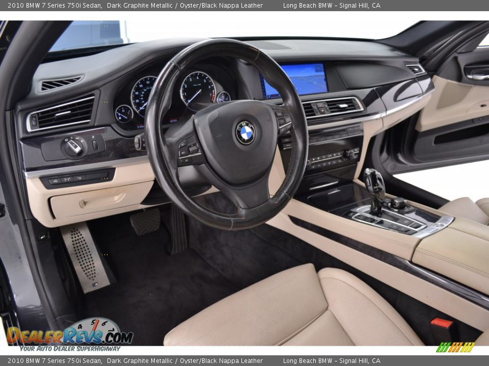 2010 BMW 7 Series 750i Sedan Dark Graphite Metallic / Oyster/Black Nappa Leather Photo #12