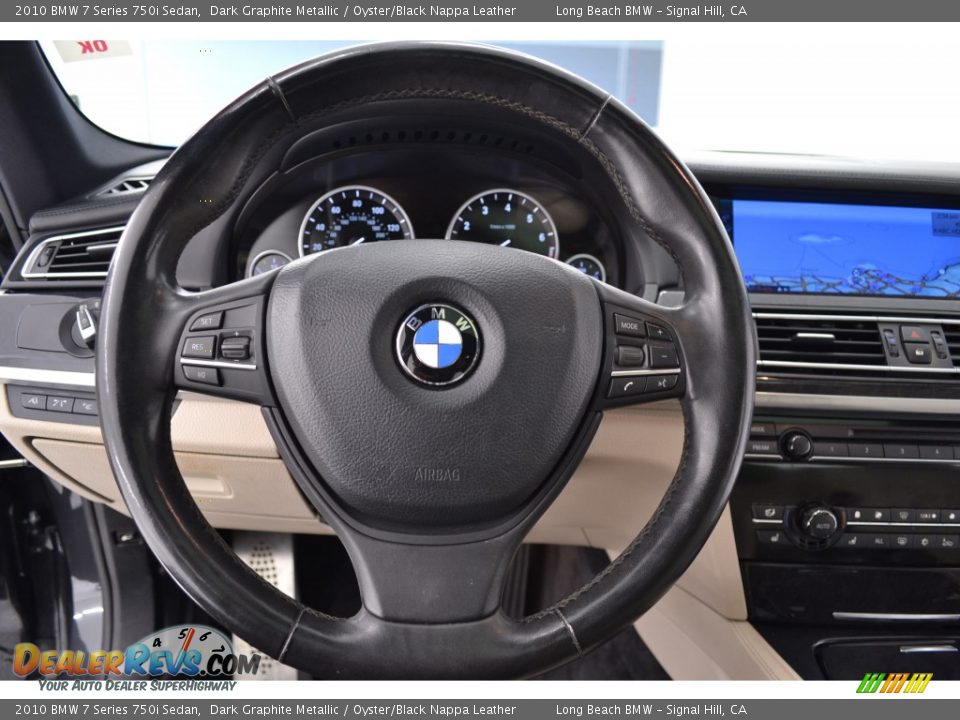 2010 BMW 7 Series 750i Sedan Dark Graphite Metallic / Oyster/Black Nappa Leather Photo #25