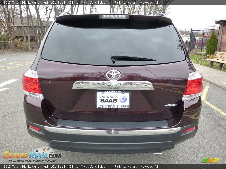 2013 Toyota Highlander Limited 4WD Sizzling Crimson Mica / Sand Beige Photo #4