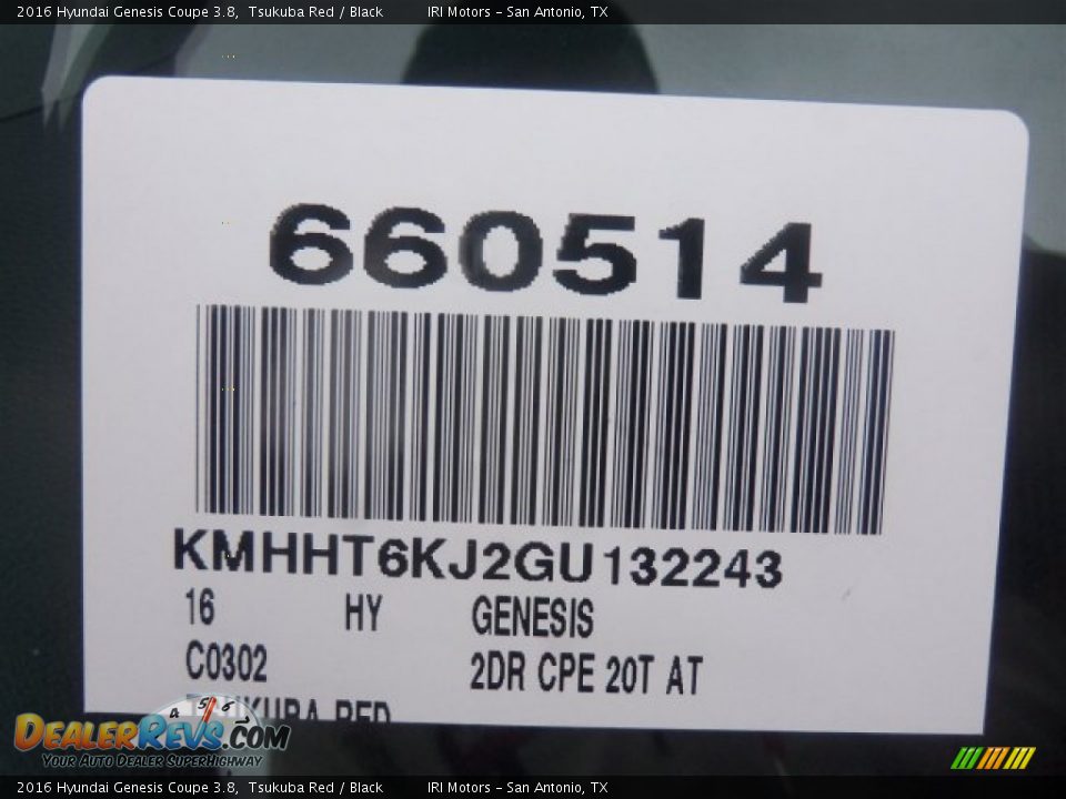 2016 Hyundai Genesis Coupe 3.8 Tsukuba Red / Black Photo #2