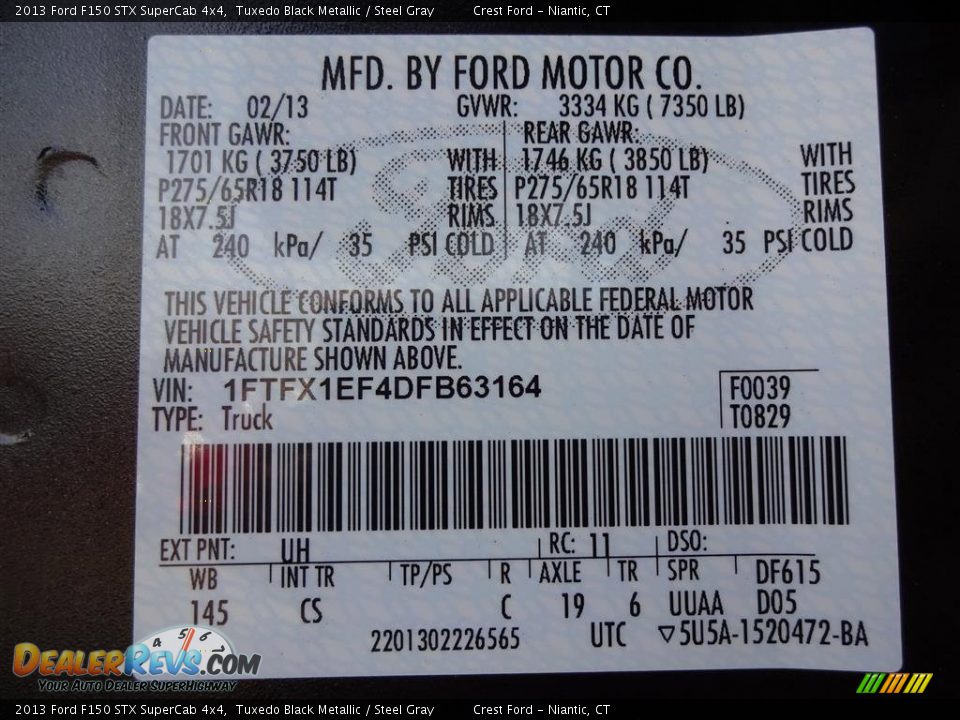 2013 Ford F150 STX SuperCab 4x4 Tuxedo Black Metallic / Steel Gray Photo #15