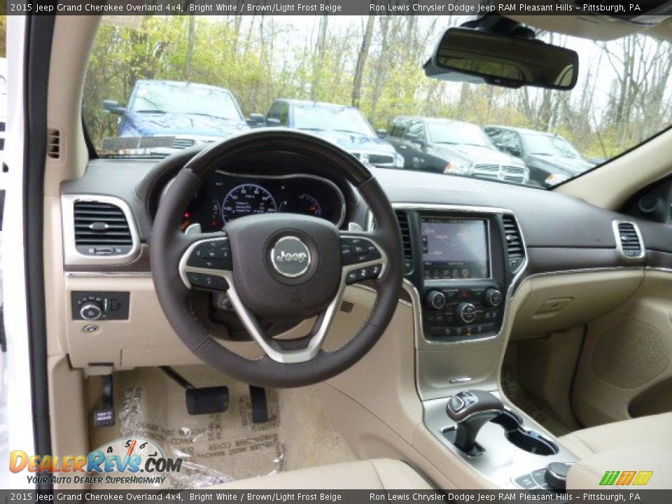 2015 Jeep Grand Cherokee Overland 4x4 Bright White / Brown/Light Frost Beige Photo #12