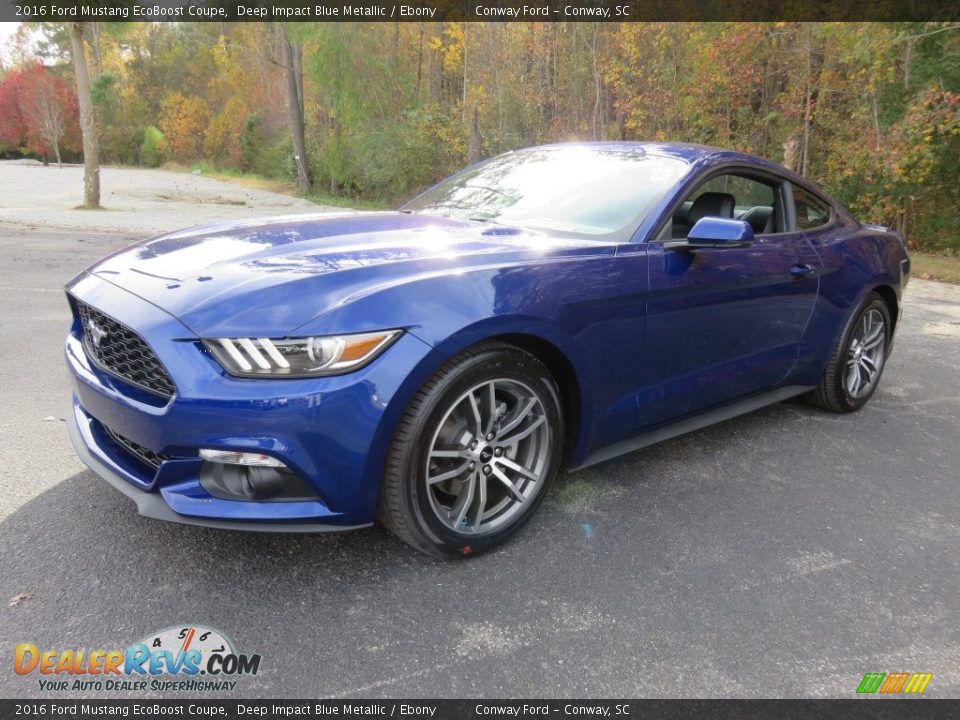 2016 Ford Mustang EcoBoost Coupe Deep Impact Blue Metallic / Ebony Photo #7