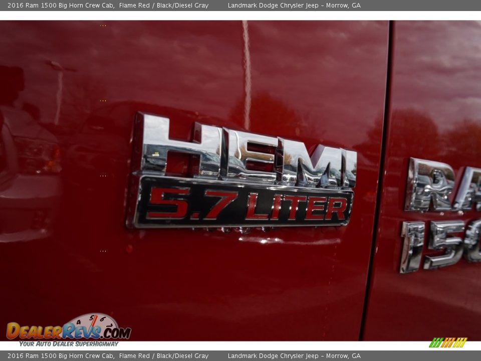 2016 Ram 1500 Big Horn Crew Cab Flame Red / Black/Diesel Gray Photo #6
