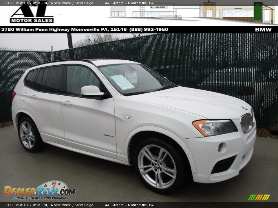 2013 BMW X3 xDrive 28i Alpine White / Sand Beige Photo #1