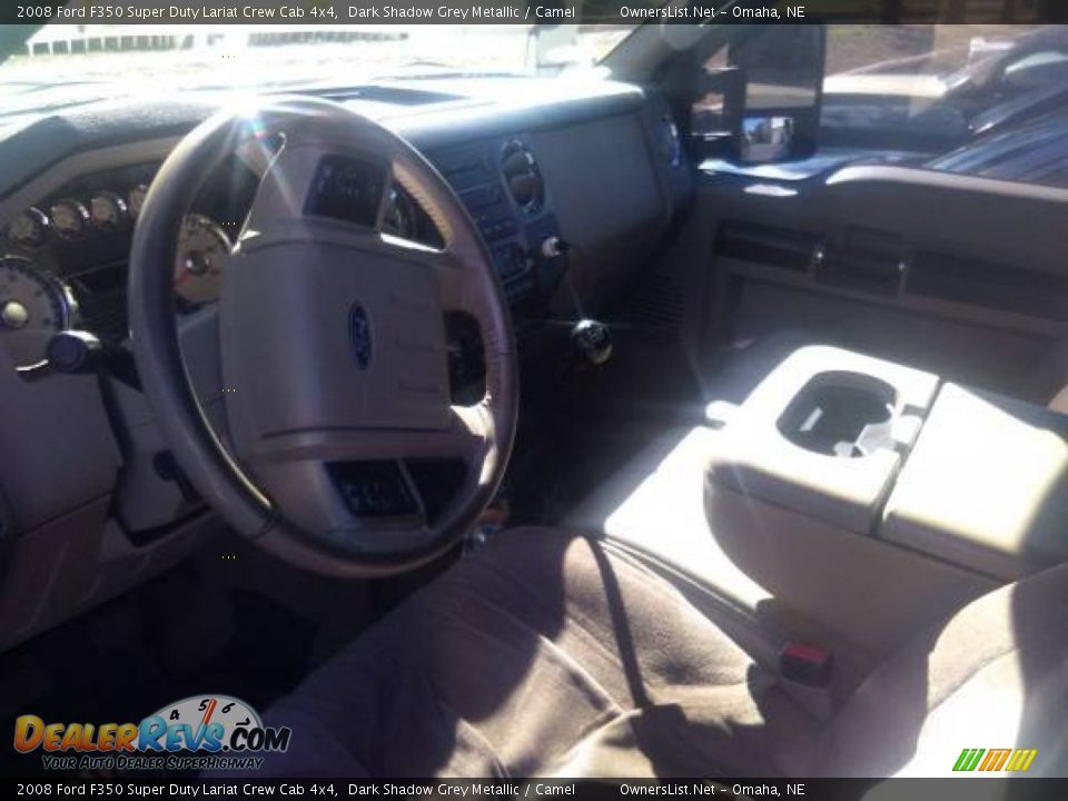 2008 Ford F350 Super Duty Lariat Crew Cab 4x4 Dark Shadow Grey Metallic / Camel Photo #3