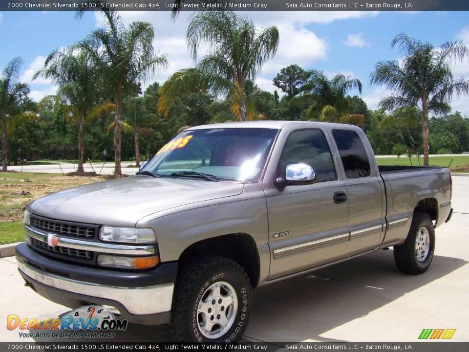 2000 Chevrolet Silverado 1500 LS Extended Cab 4x4 Light Pewter Metallic / Medium Gray Photo #7